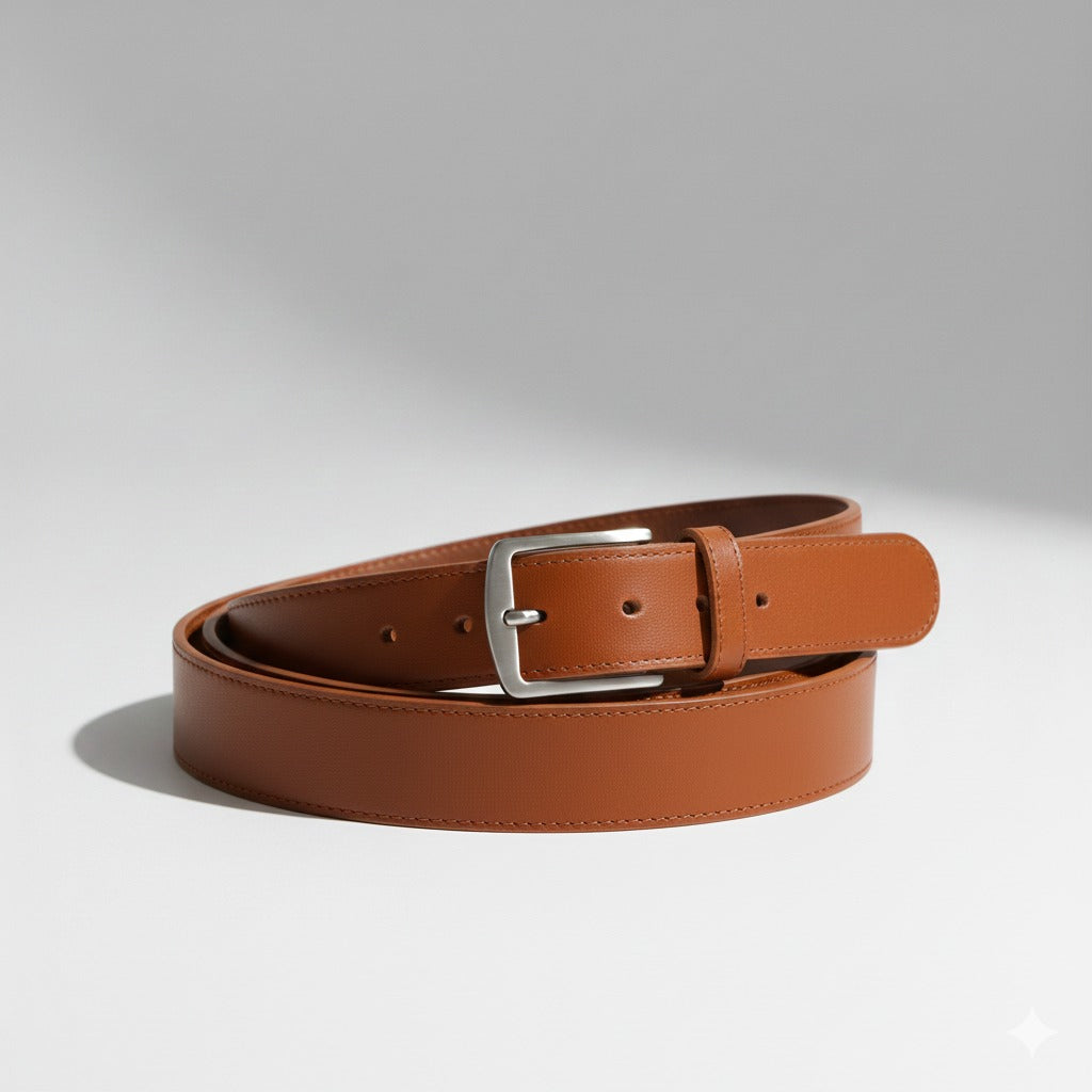 Casual brown genuine leather belt 