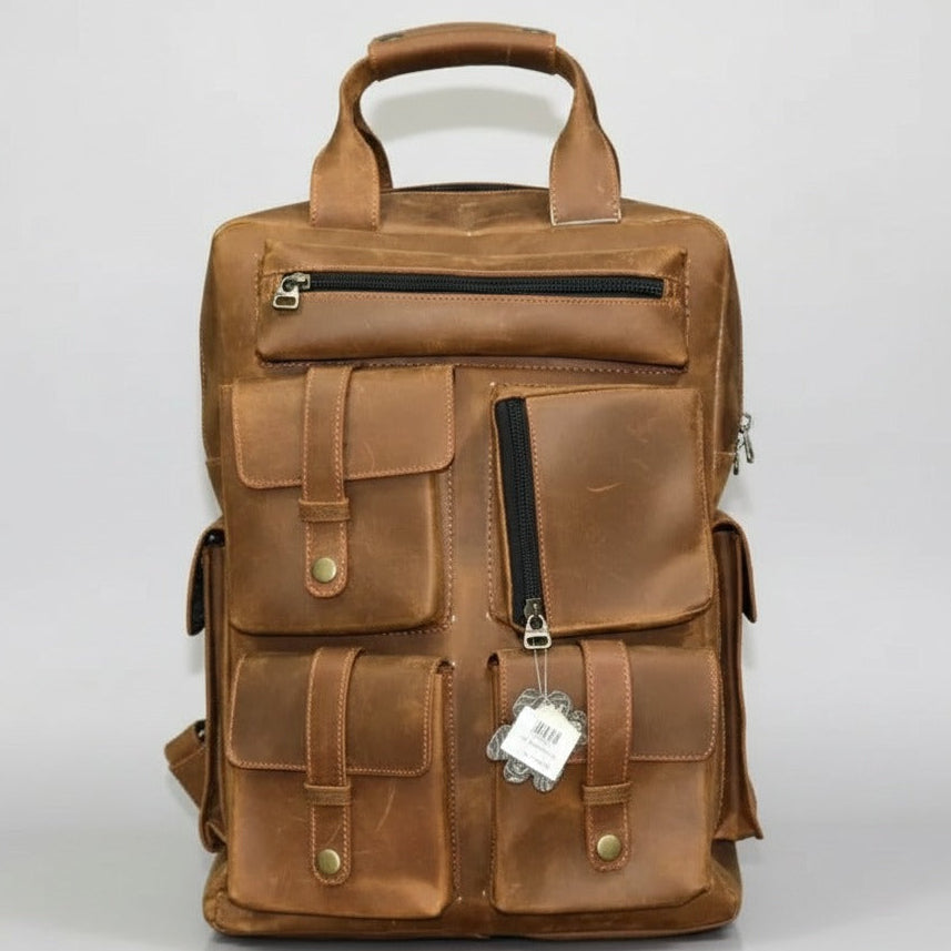 Cow hide suede feel backpack 