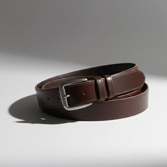 Formal dark brown leather belt 