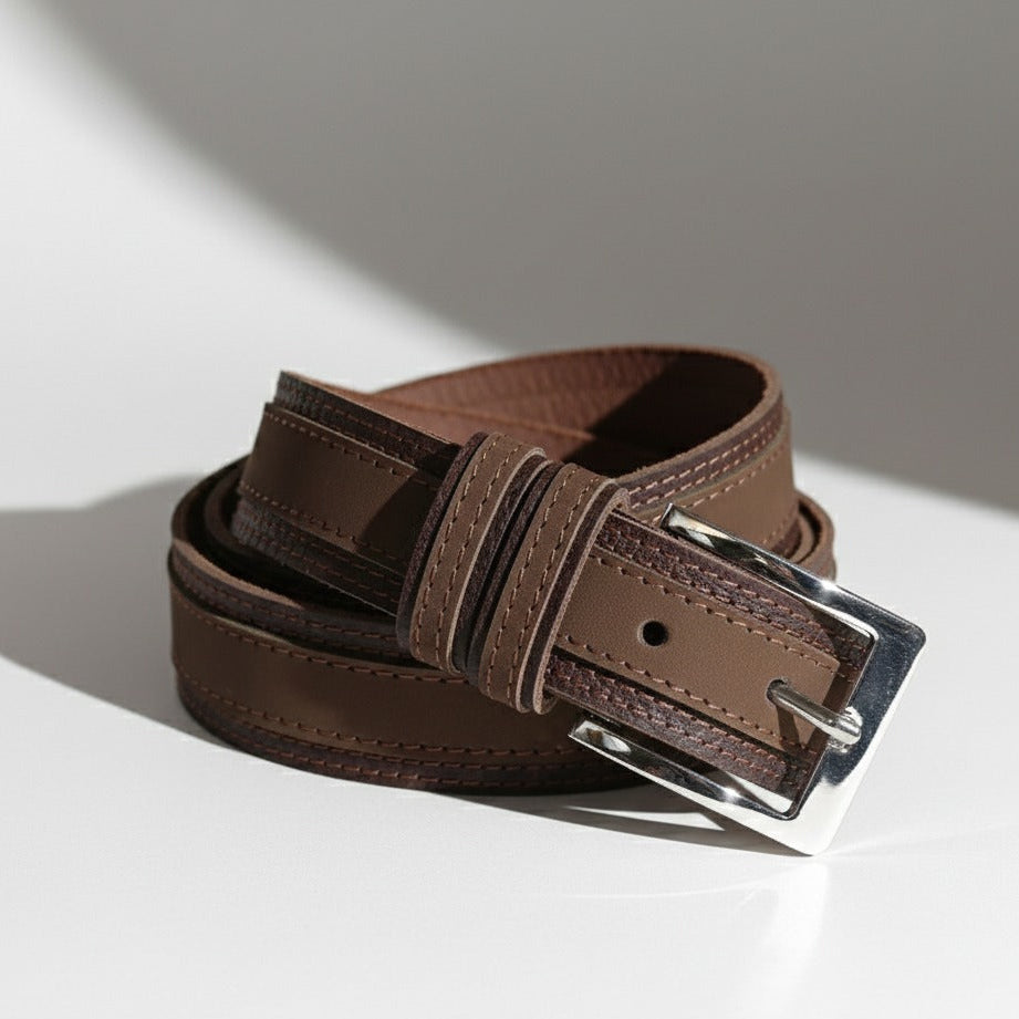 Brown executive leather belt for men 