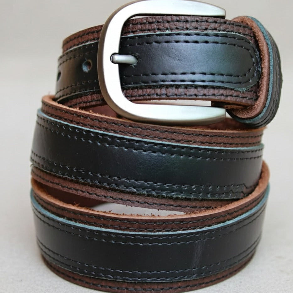 Genuine leather executive belt strap detail