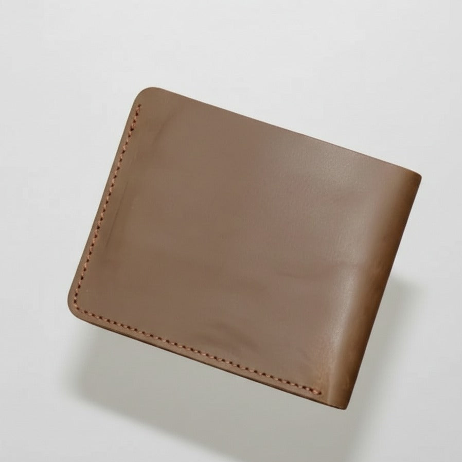Raw leather bi‑fold wallet  men 