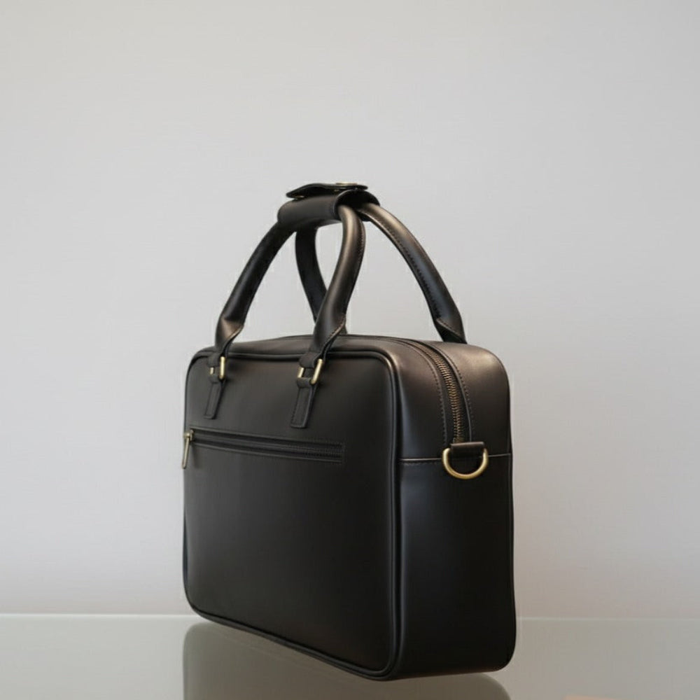 Close‑up of premium cow leather bag detail