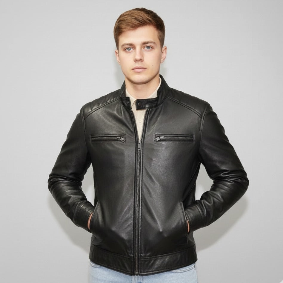 GR – Jet Black Soft Lamb Skin Jacket