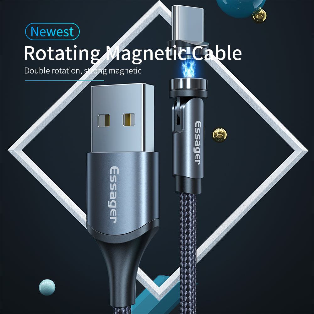 360° Rotating Magnetic USB-C Charging Cable - Fast Charge - close-up detail