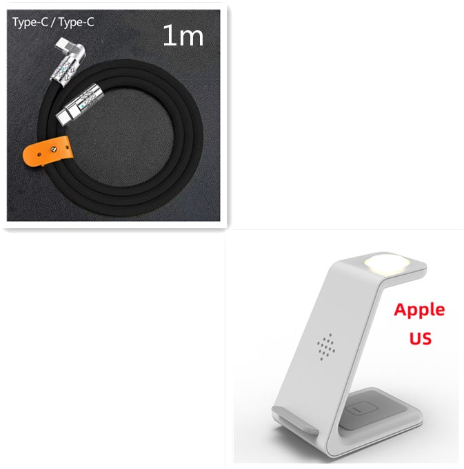 3-in-1 Wireless Charging Station - Phone, Watch & Earbuds Dock - in use