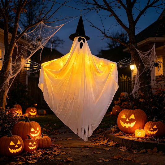 Glowing Ghost Skull Wizard Hat - Halloween Decoration - lifestyle photo