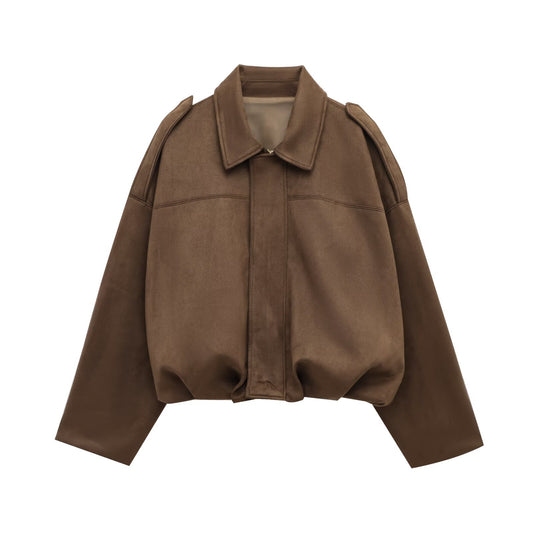 Men's Faux Suede Pilot Jacket - Casual Zip-Up Coat - lifestyle photo
