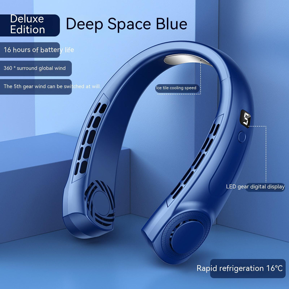 Hands-Free Neck Fan - Portable Personal Cooling Device - back view