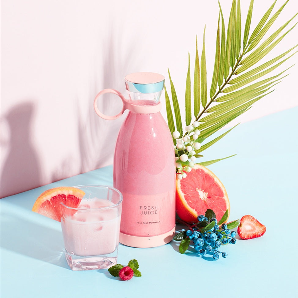 Portable USB Rechargeable Blender - 350ml Juicer Cup - 2pcs Pink - front view