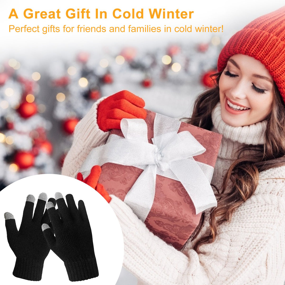 Touch Screen Winter Gloves - Full Finger Knitted - in use