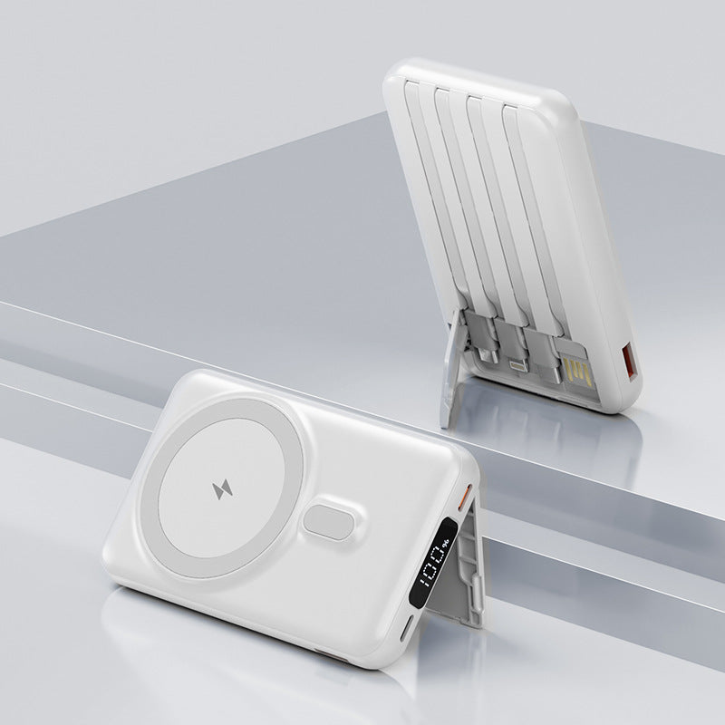 Magnetic Wireless Power Bank with Built-In Cable - close-up detail