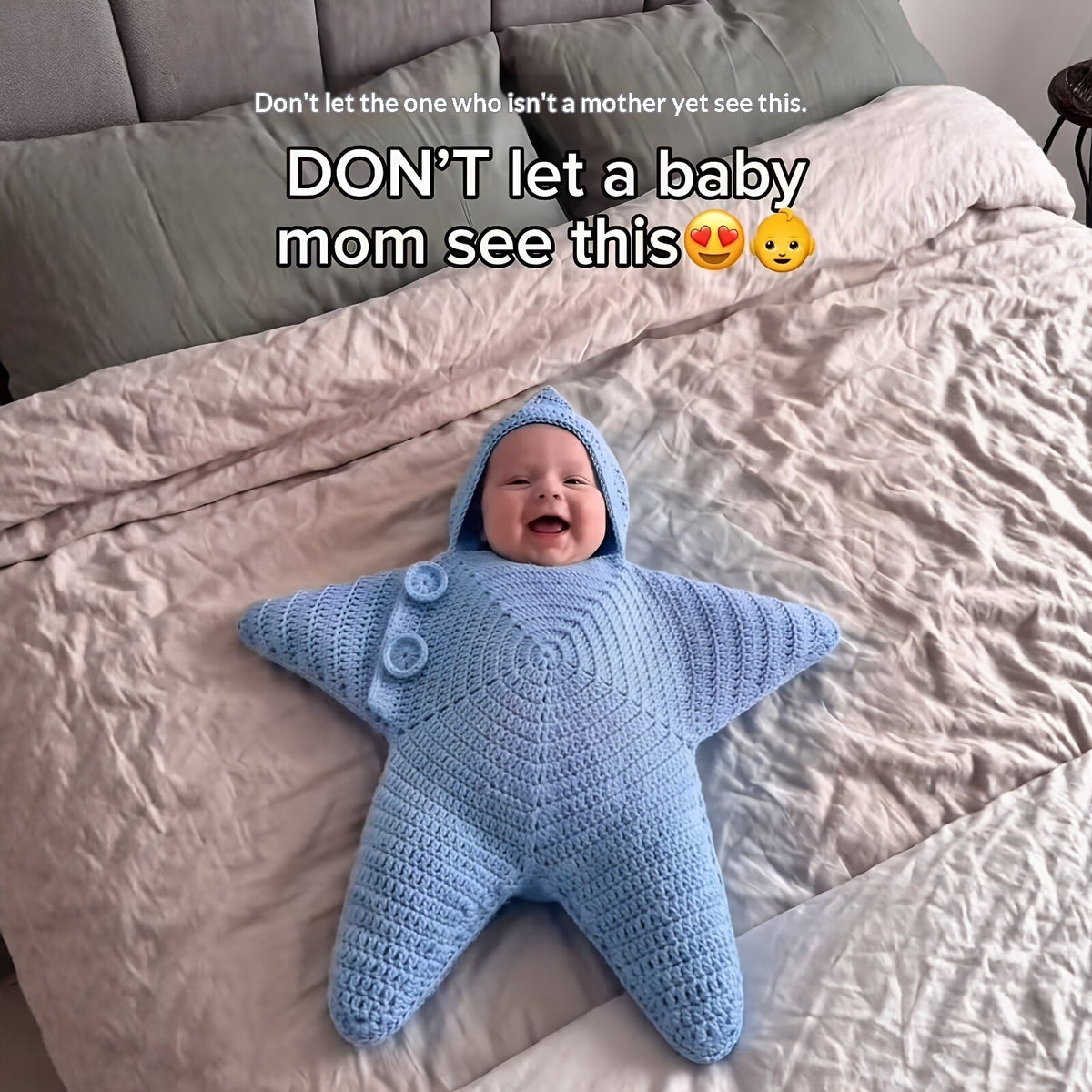 Star-Shaped Hooded Baby Romper - Newborn Sleeping Bag - in use
