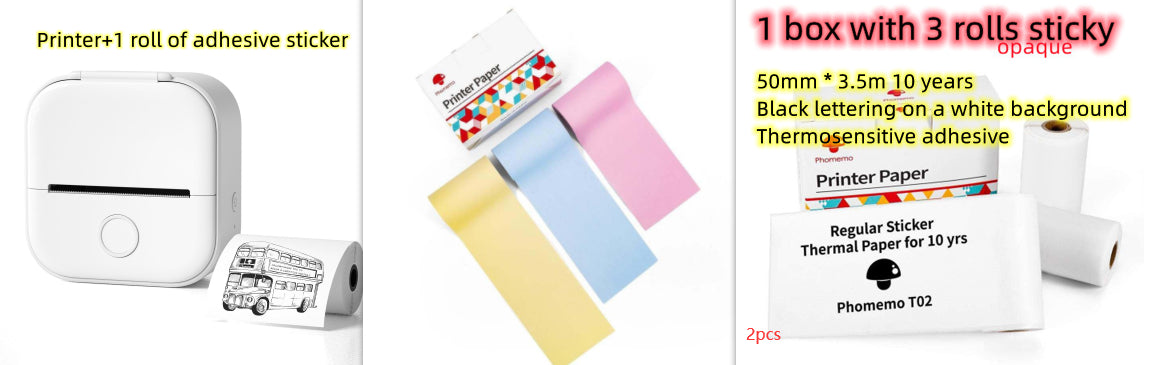 Mini Bluetooth Label & Photo Printer - Portable Thermal - back view