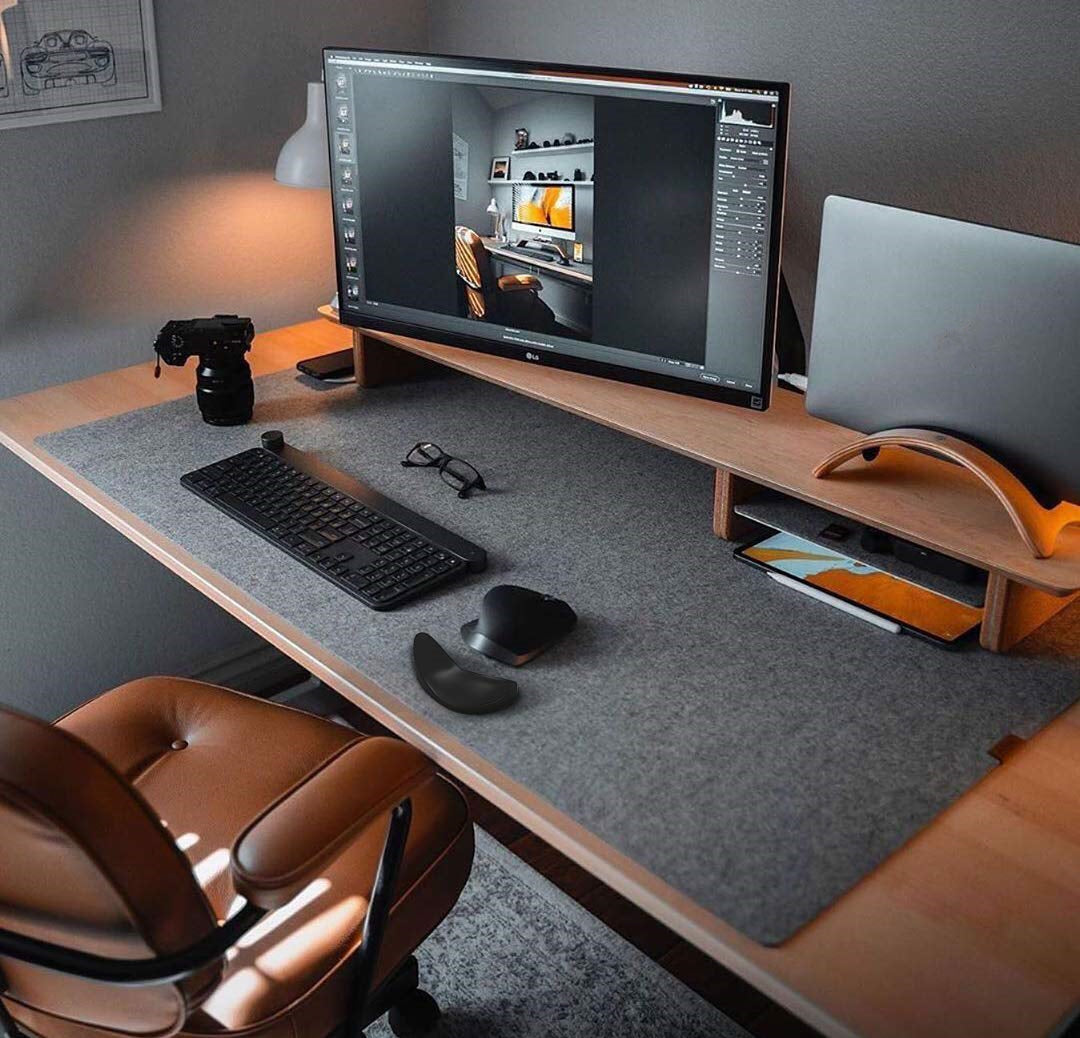 Ergonomic Gel Mouse Pad with Wrist Rest - Non-Slip Support - in use